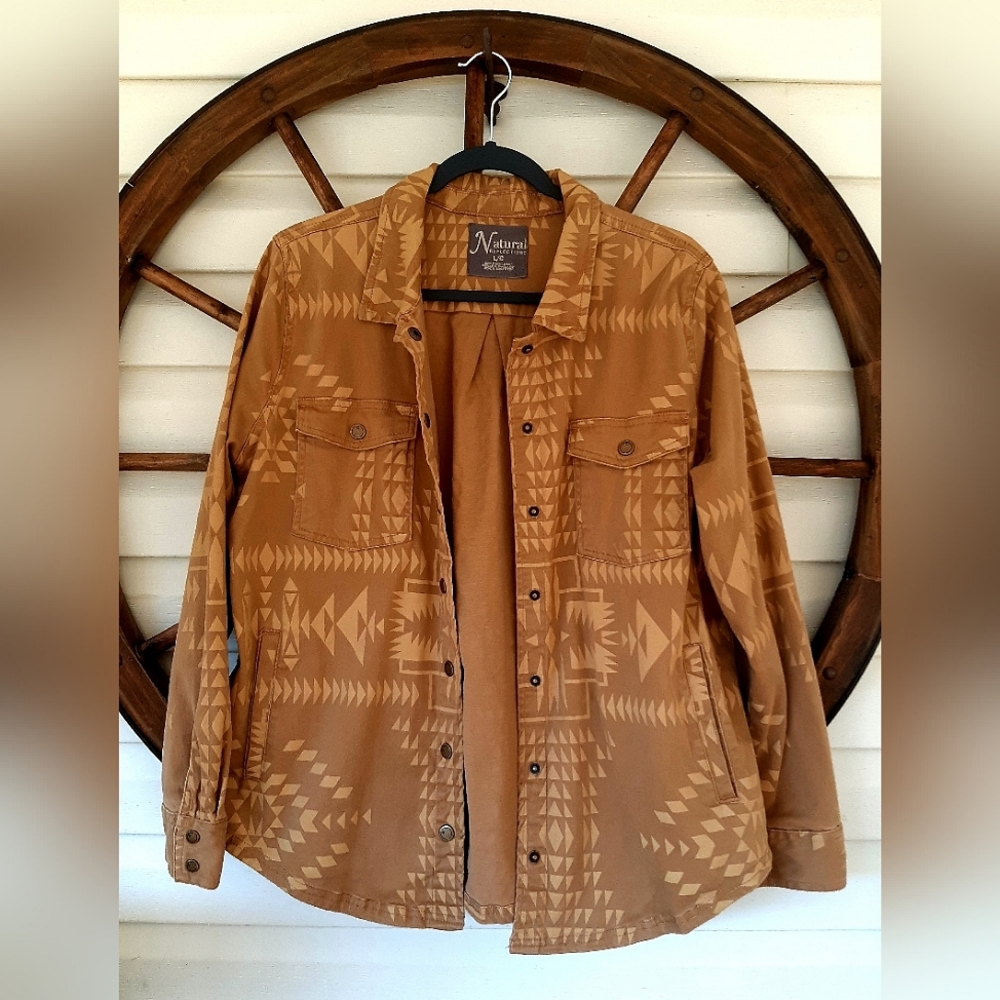 Women's Natural Reflections Aztec Shirt Jacket Shacket Large